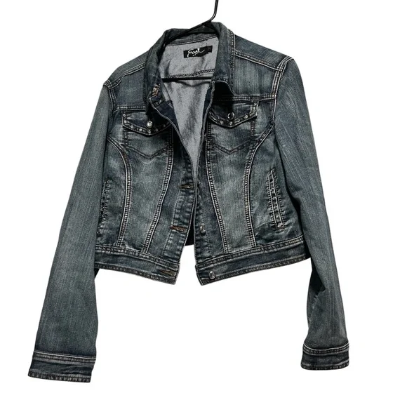 Y2K Earl Jeans Blue Denim Jacket with Rhinestone Buttons - Picture 3 of 12